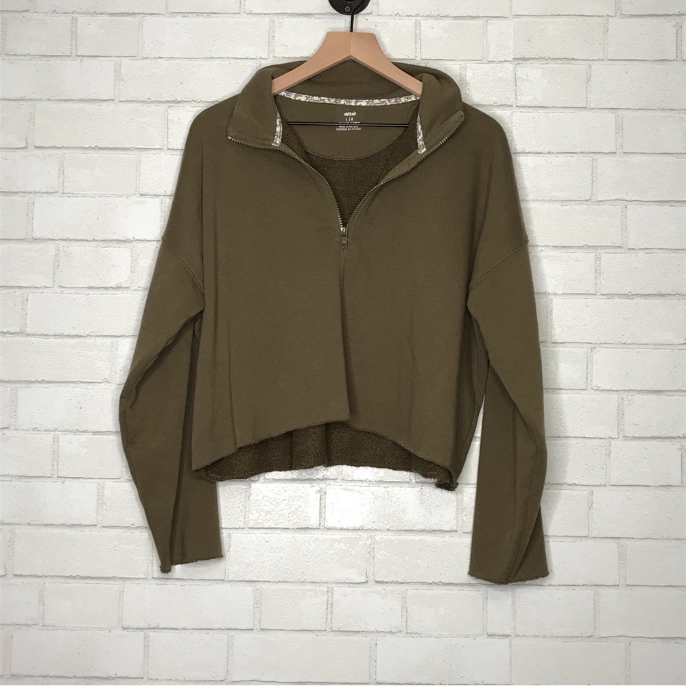 Aerie Sweatshirt Women's Large Quarter Zip Cropped